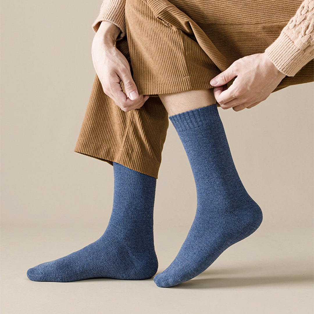 1 Pair Men Socks Wear-resistant Middle Tube Moisture Absorption Good Elastic Thickened Keep Warm Image 10