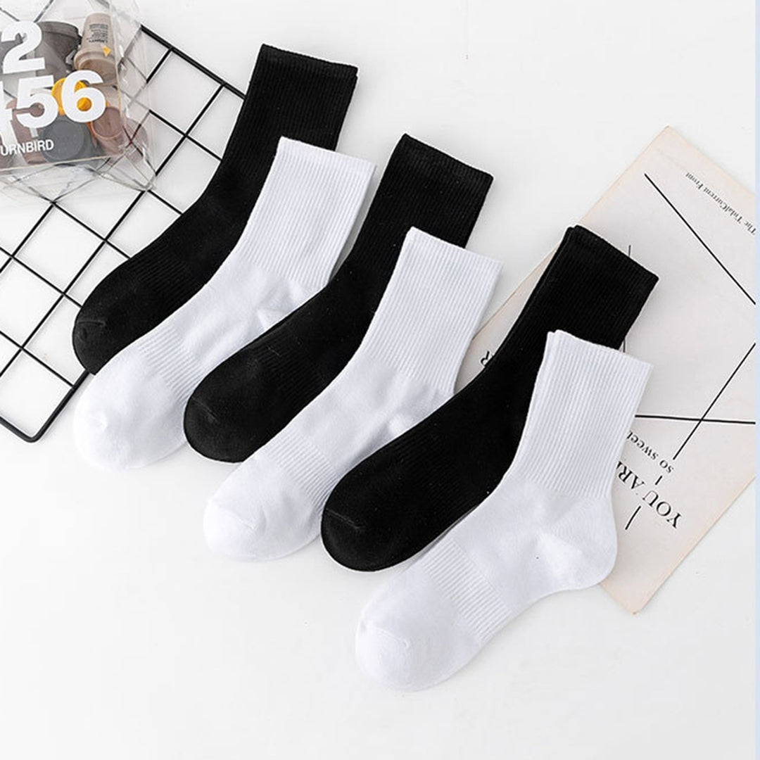 1 Pair Cotton Socks Elastic Sweat-absorbent Non-slip Breathable Solid Color Coldproof All Seasons Men Women Casual Image 12