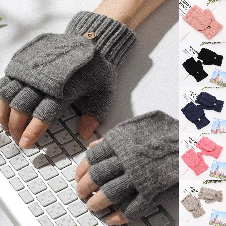 1 Pair Winter Gloves Fine Texture Super Soft Lint-free Button Windproof Keep Warm Covered Winter Image 1