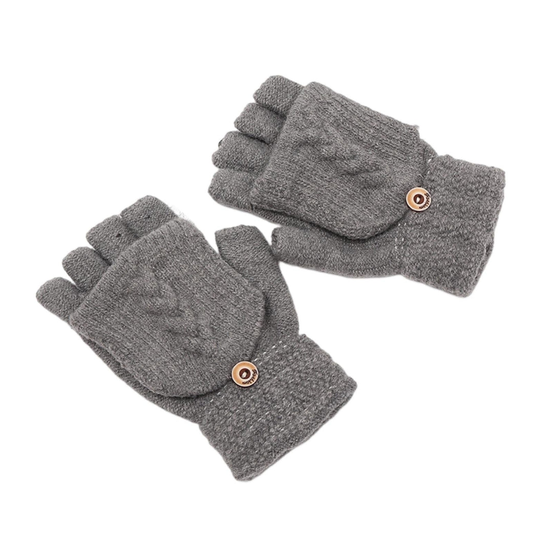 1 Pair Winter Gloves Fine Texture Super Soft Lint-free Button Windproof Keep Warm Covered Winter Image 3