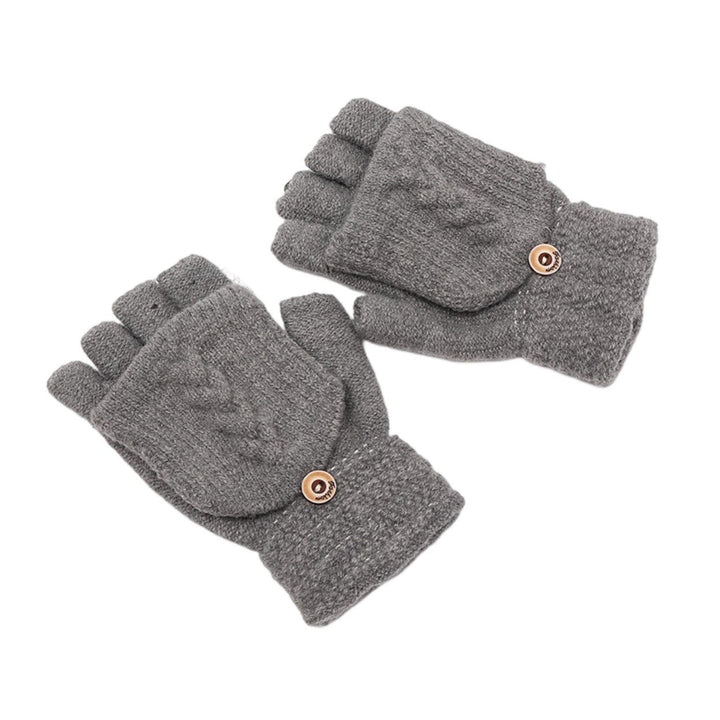 1 Pair Winter Gloves Fine Texture Super Soft Lint-free Button Windproof Keep Warm Covered Winter Image 1