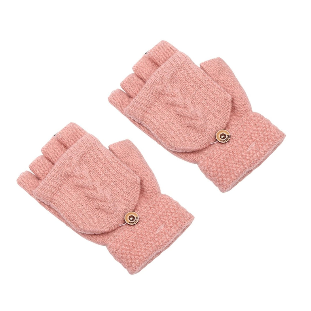 1 Pair Winter Gloves Fine Texture Super Soft Lint-free Button Windproof Keep Warm Covered Winter Image 1