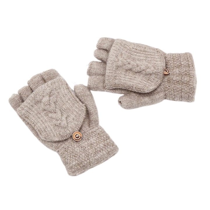 1 Pair Winter Gloves Fine Texture Super Soft Lint-free Button Windproof Keep Warm Covered Winter Image 1