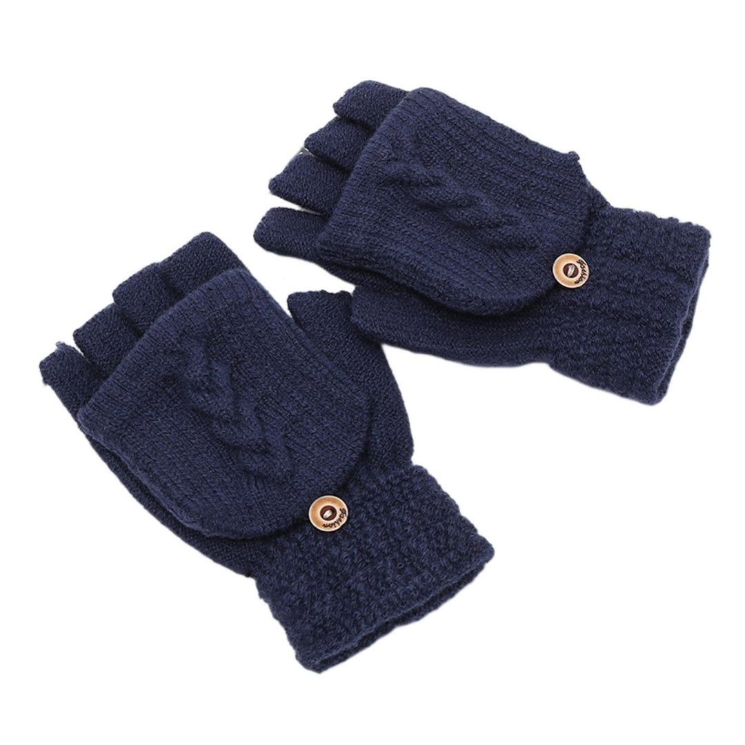 1 Pair Winter Gloves Fine Texture Super Soft Lint-free Button Windproof Keep Warm Covered Winter Image 1