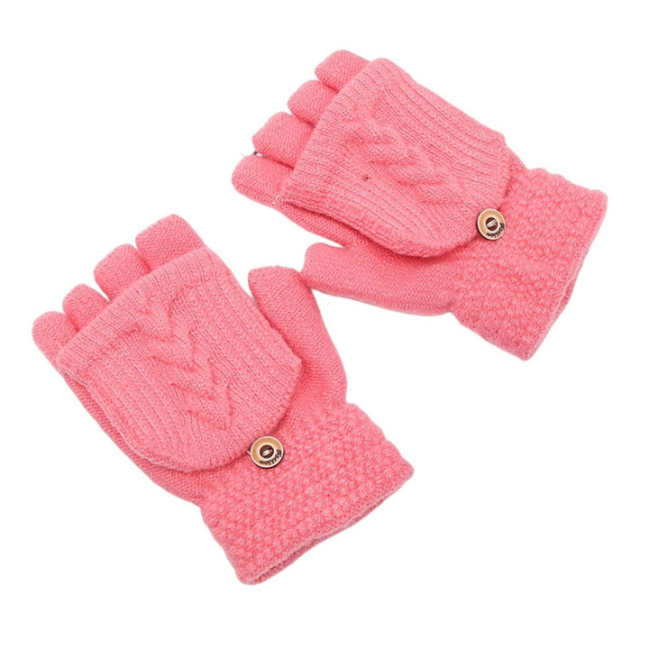 1 Pair Winter Gloves Fine Texture Super Soft Lint-free Button Windproof Keep Warm Covered Winter Image 1