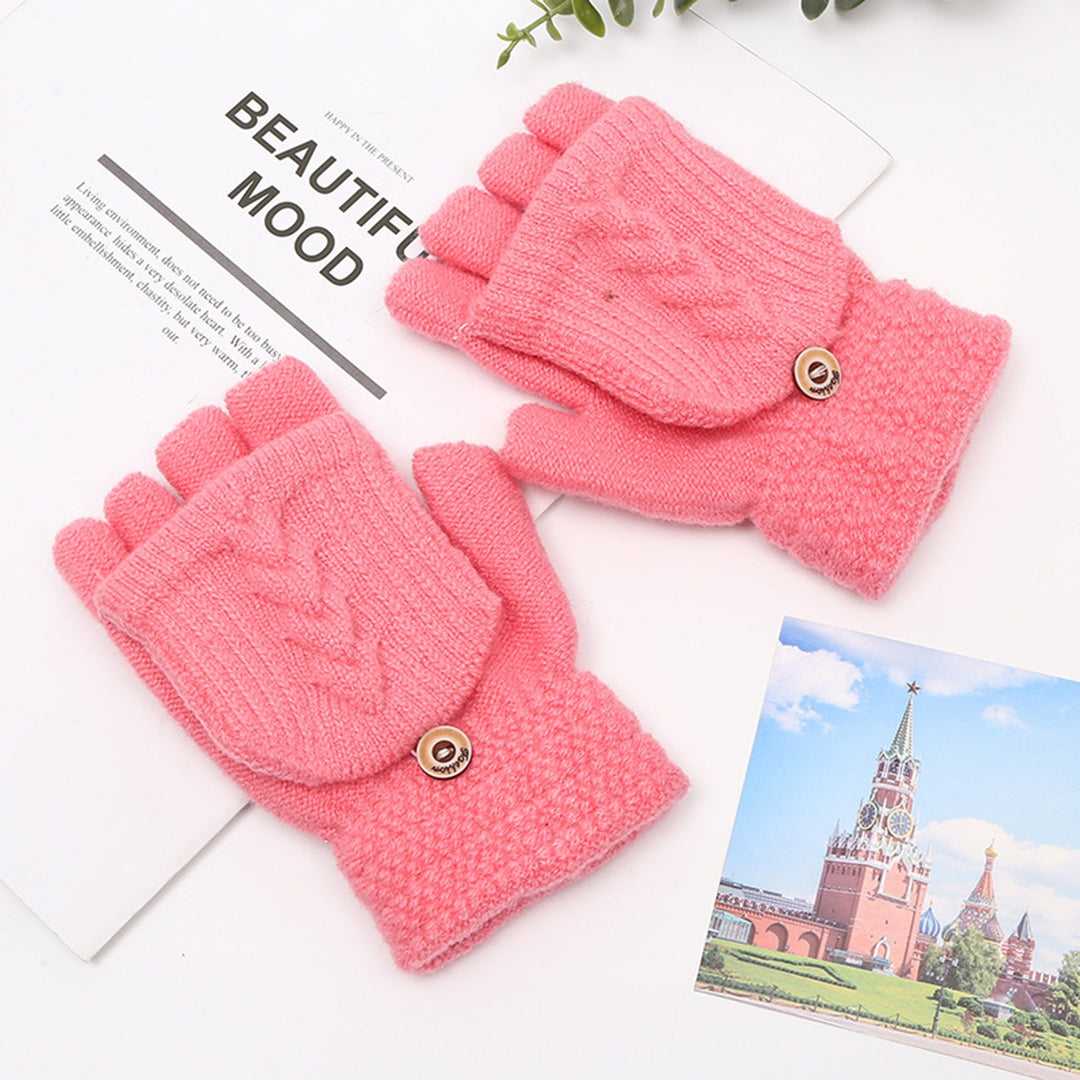 1 Pair Winter Gloves Fine Texture Super Soft Lint-free Button Windproof Keep Warm Covered Winter Image 9