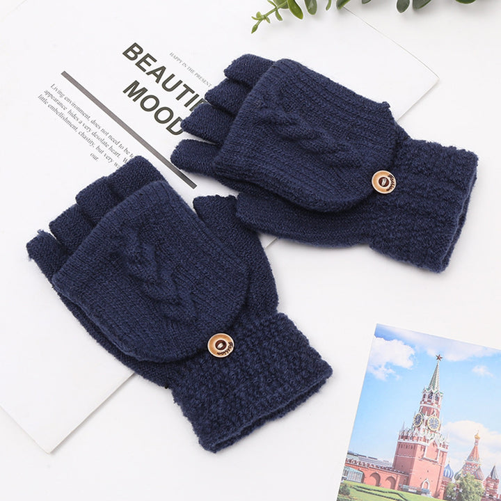 1 Pair Winter Gloves Fine Texture Super Soft Lint-free Button Windproof Keep Warm Covered Winter Image 10