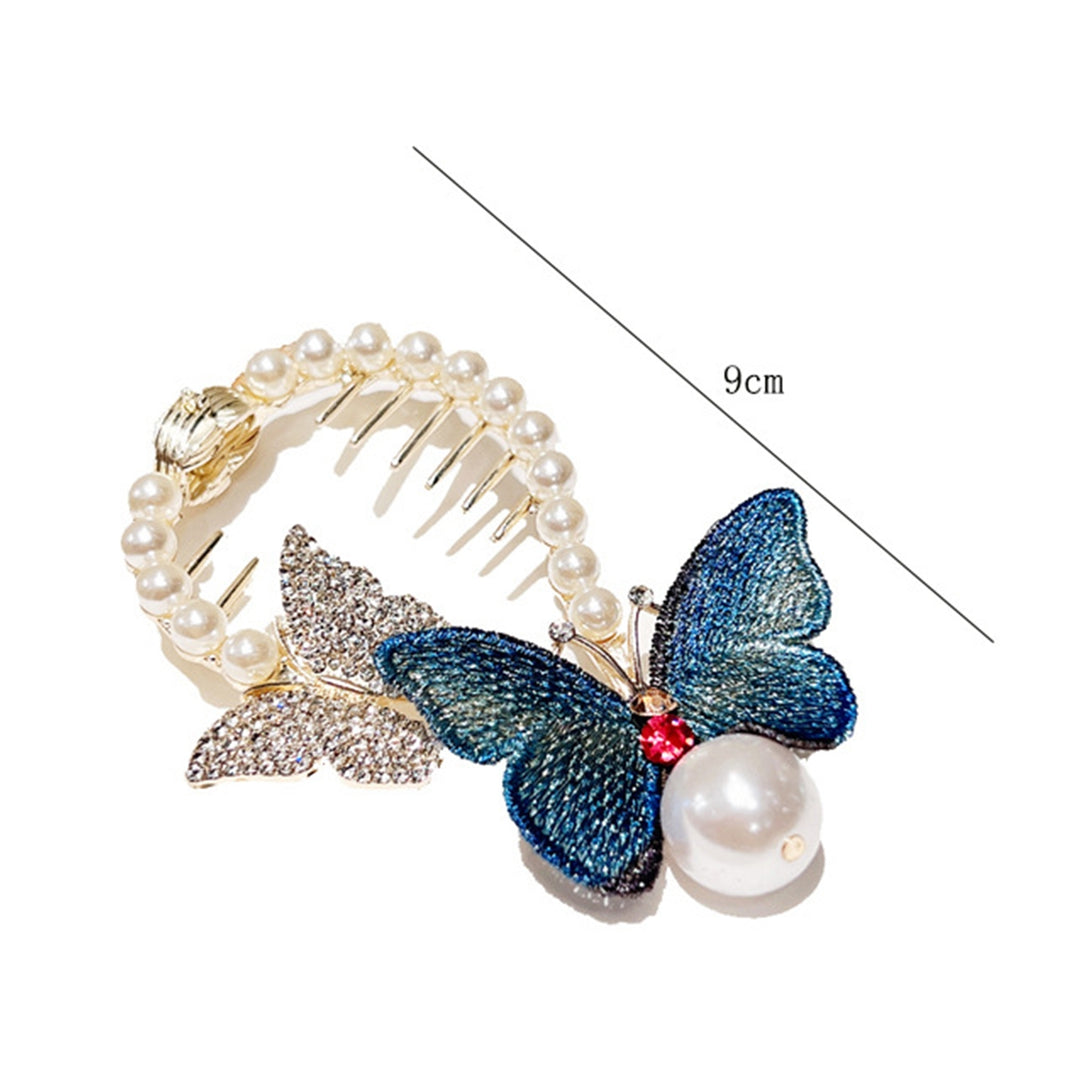 Women Hair Clip Embroidery Butterfly Faux Pearls Rhinestones Bright Color Shiny Hairpin Ponytail Clip Hair Accessories Image 6
