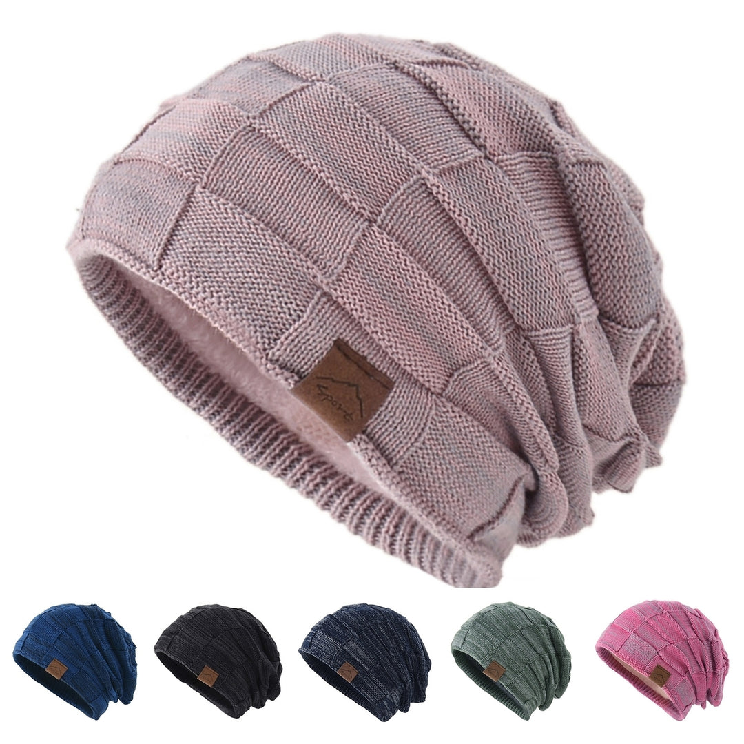 Women Hat Solid Color Stretch Dome No Brim Windproof Autumn Winter Thickened Plush Lining Hat Streetwear Image 1