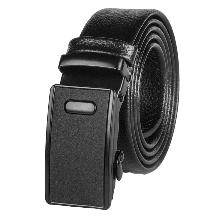 Men Belt Solid Color Automatic Buckle Matte Anti Scratch Faux Leather Single Circle Adjustable Business Belt Clothes Image 4