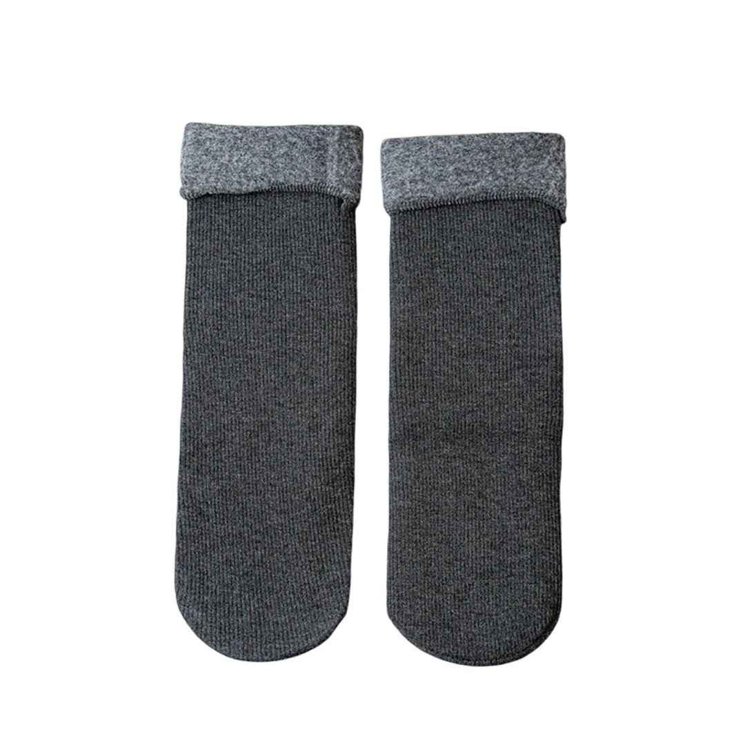1 Pairs Mid-Tube Ribbed Unisex Socks Winter Solid Color Thickened Fleece Lining Socks Daily Wear Image 3