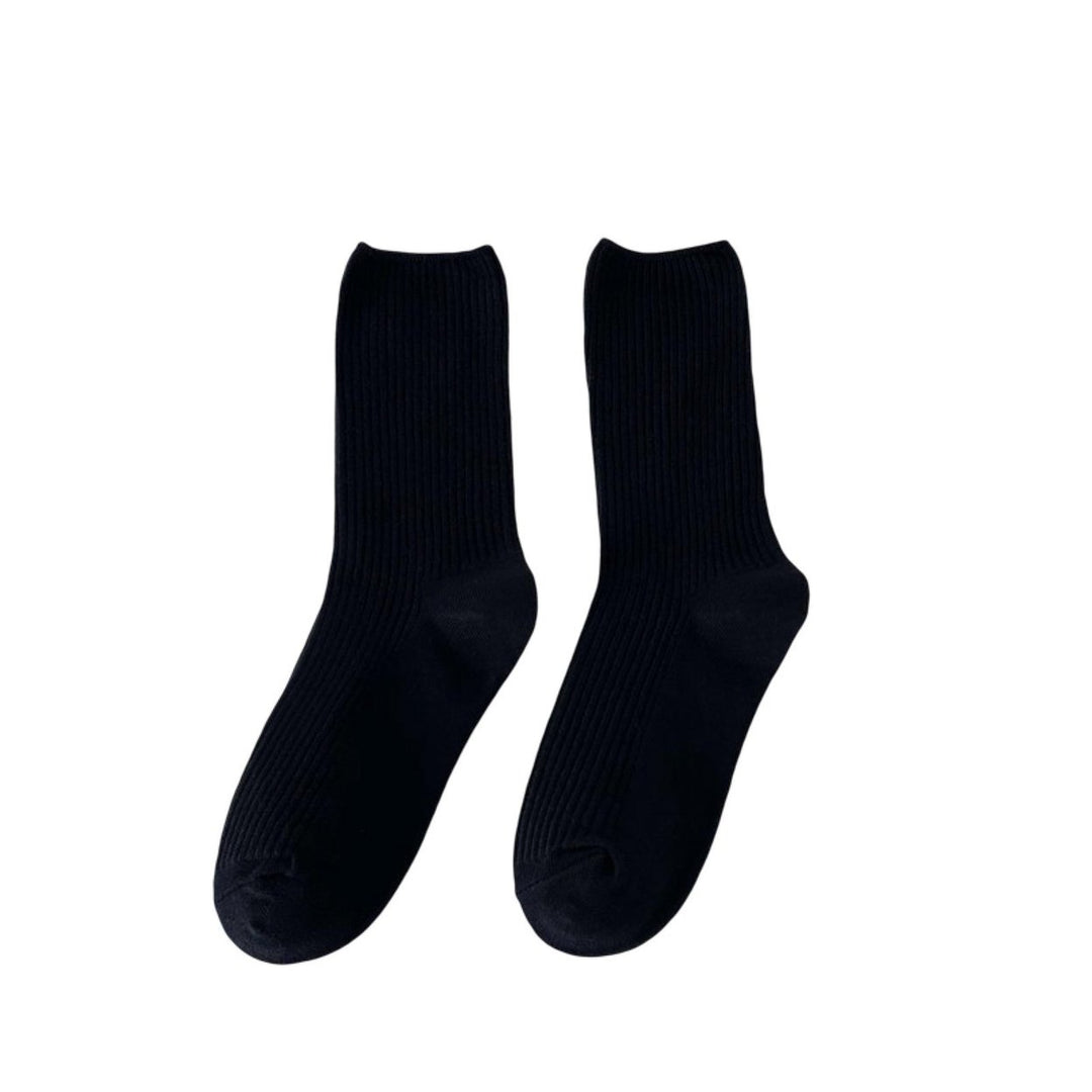1 Pair Ladies Knitted Socks Short Tube Striped Thick Stretch Keep Warm Autumn Winter Elasticity Sweat Absorption Socks Image 2