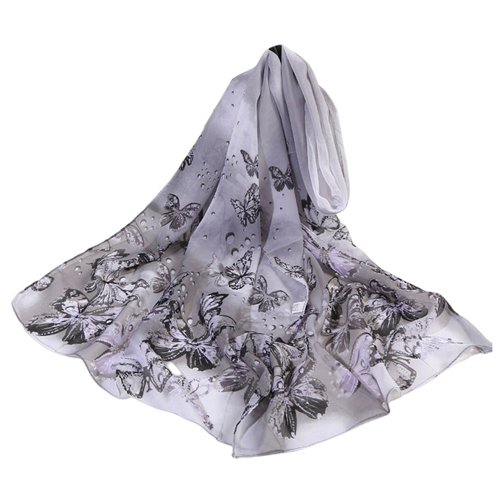 Chiffon Shawl Decorative Breathable Dress Up Ultra Thin Long Soft Butterfly Print Scarf Casual Accessories Image 3
