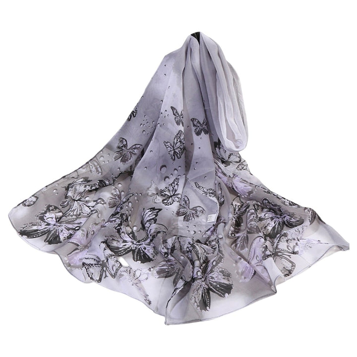 Chiffon Shawl Decorative Breathable Dress Up Ultra Thin Long Soft Butterfly Print Scarf Casual Accessories Image 1