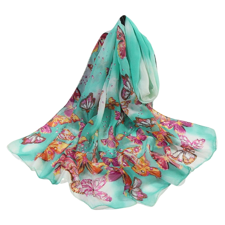 Chiffon Shawl Decorative Breathable Dress Up Ultra Thin Long Soft Butterfly Print Scarf Casual Accessories Image 6