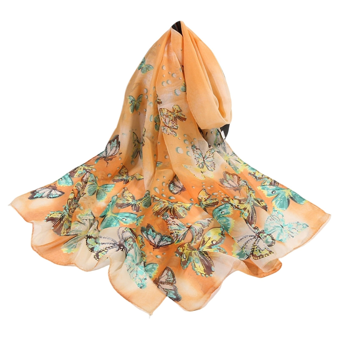 Chiffon Shawl Decorative Breathable Dress Up Ultra Thin Long Soft Butterfly Print Scarf Casual Accessories Image 7
