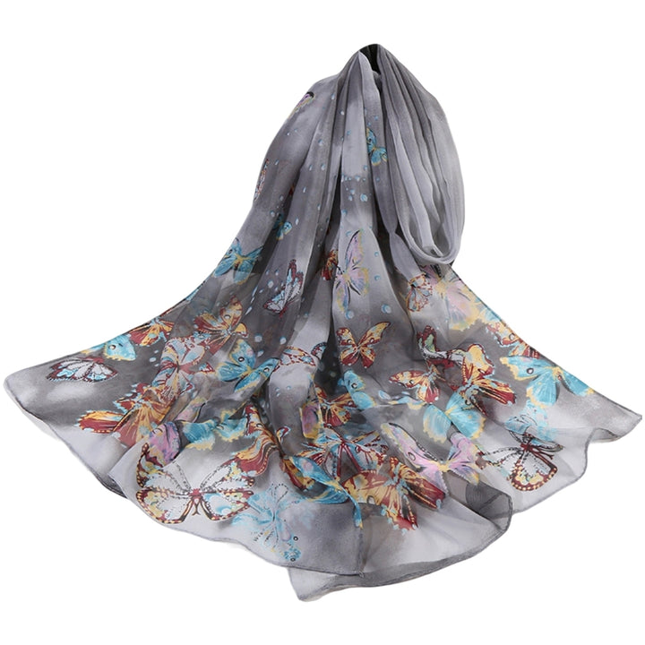 Chiffon Shawl Decorative Breathable Dress Up Ultra Thin Long Soft Butterfly Print Scarf Casual Accessories Image 9