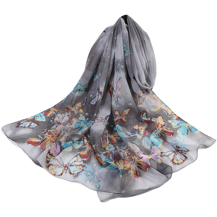 Chiffon Shawl Decorative Breathable Dress Up Ultra Thin Long Soft Butterfly Print Scarf Casual Accessories Image 1