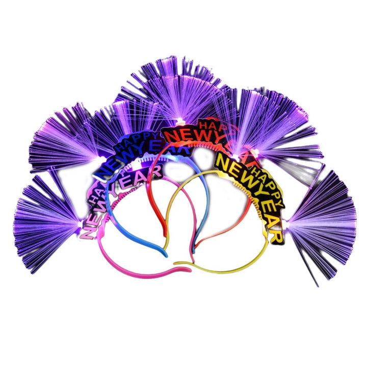 Luminous Bright Color Non-slip Glowing Headband 2023 Bowknot Happy New Year Head Hoop Hair Accessories Image 4