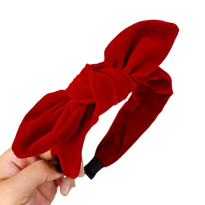 Women Hairband Rabbit Ears Elegant Retro Velvet Wild Gift Headwear Solid Color Bowknot Ladies Hair Hoop Hair Accessories Image 1