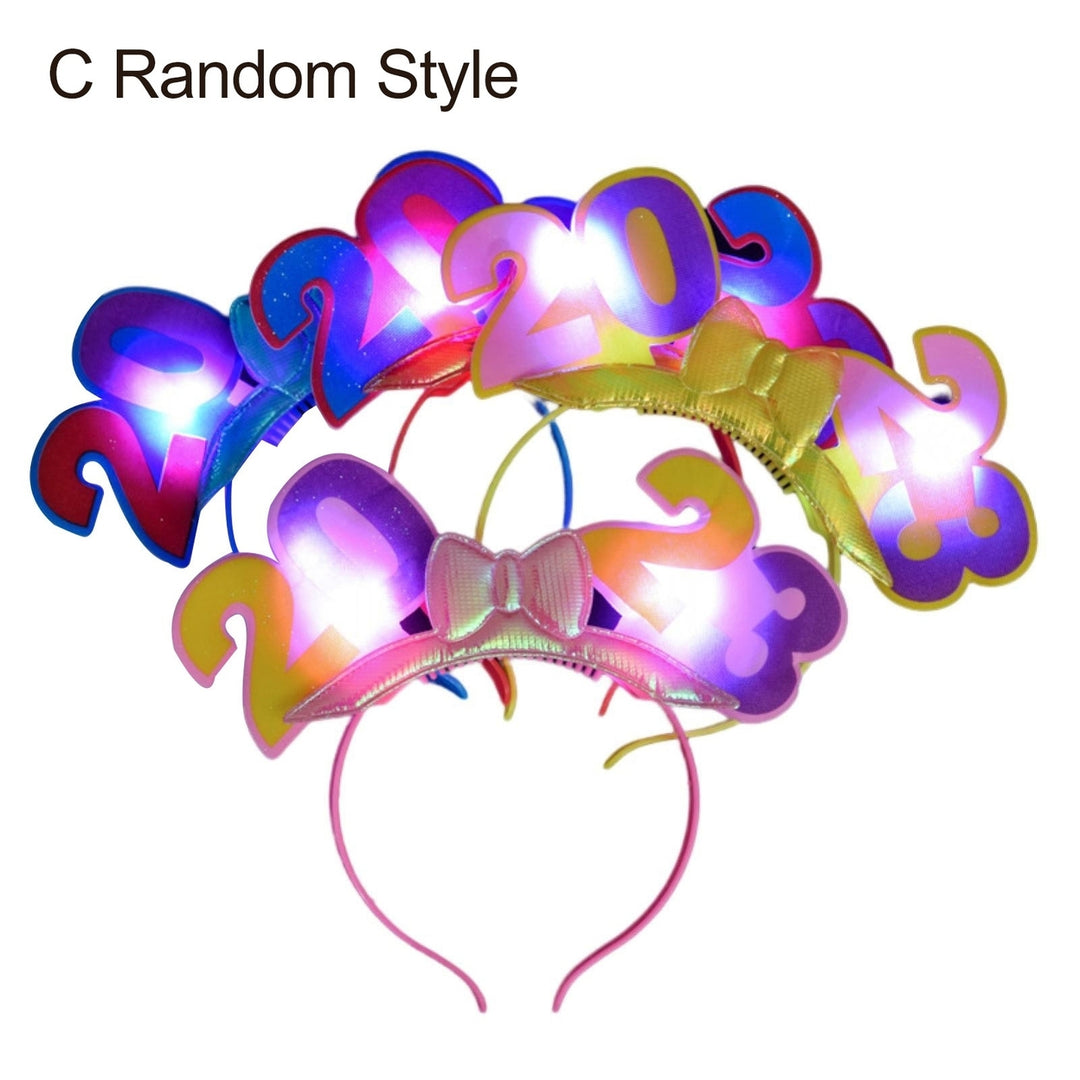 Luminous Bright Color Non-slip Glowing Headband 2023 Bowknot Happy  Year Head Hoop Hair Accessories Image 12