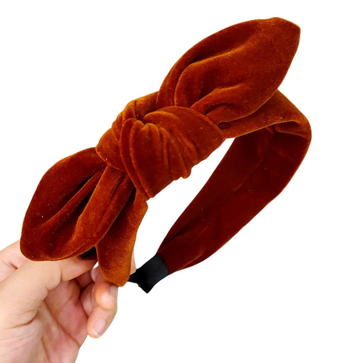 Women Hairband Rabbit Ears Elegant Retro Velvet Wild Gift Headwear Solid Color Bowknot Ladies Hair Hoop Hair Accessories Image 1