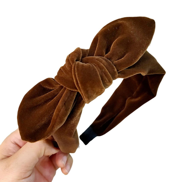 Women Hairband Rabbit Ears Elegant Retro Velvet Wild Gift Headwear Solid Color Bowknot Ladies Hair Hoop Hair Accessories Image 1