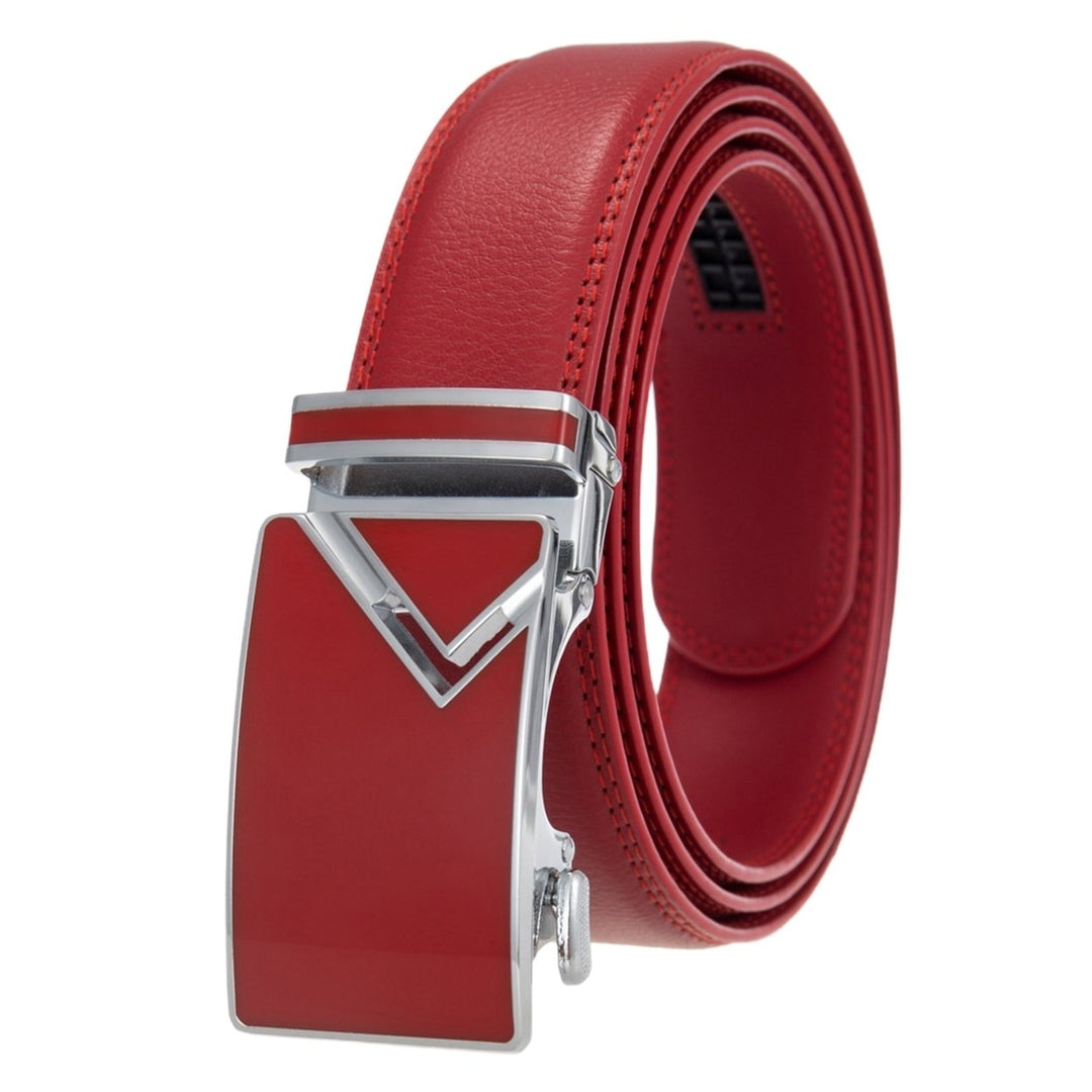 Automatic Alloy Buckle Men Belt Faux Cowhide Luxury Business Belt Daily Wear Image 4