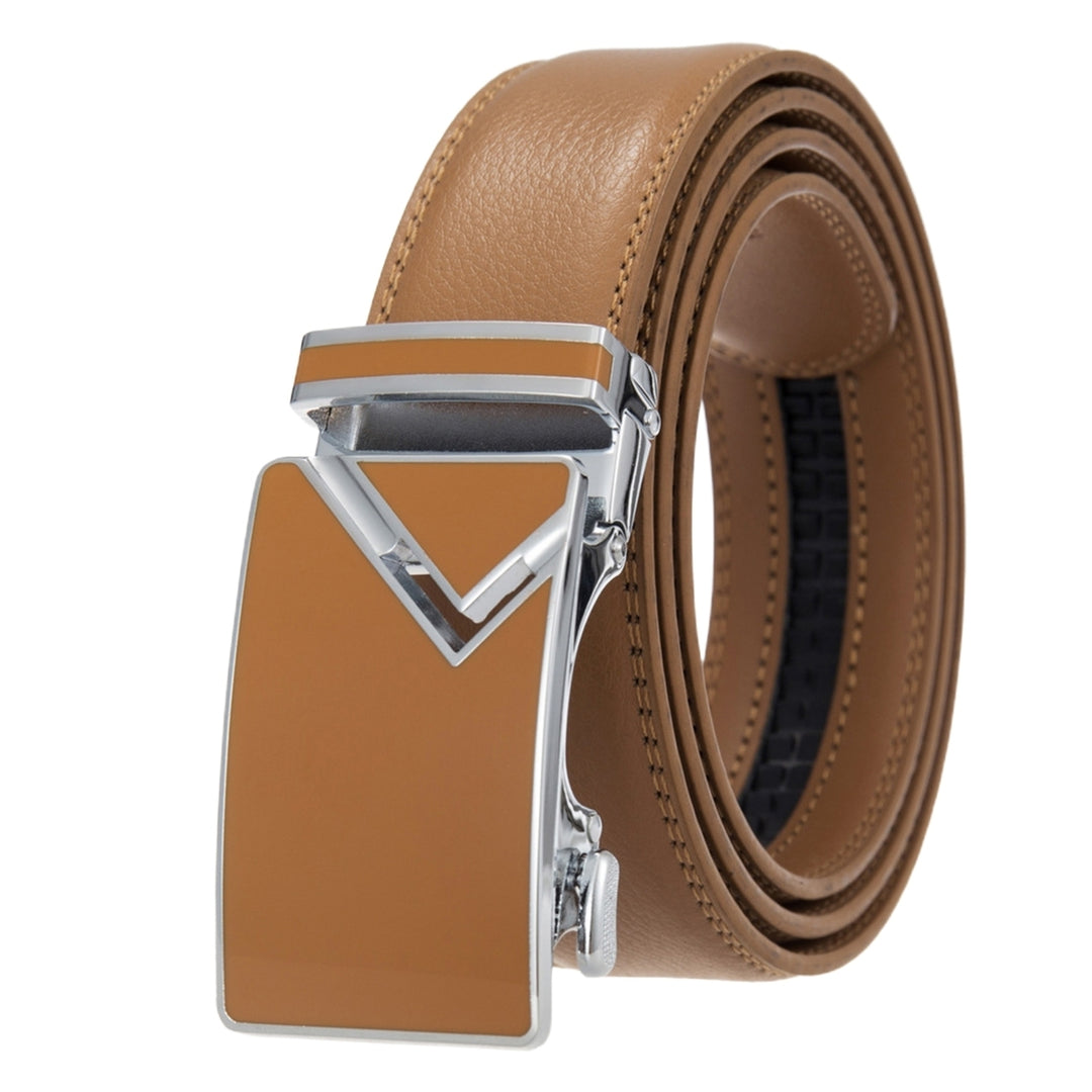 Automatic Alloy Buckle Men Belt Faux Cowhide Luxury Business Belt Daily Wear Image 4