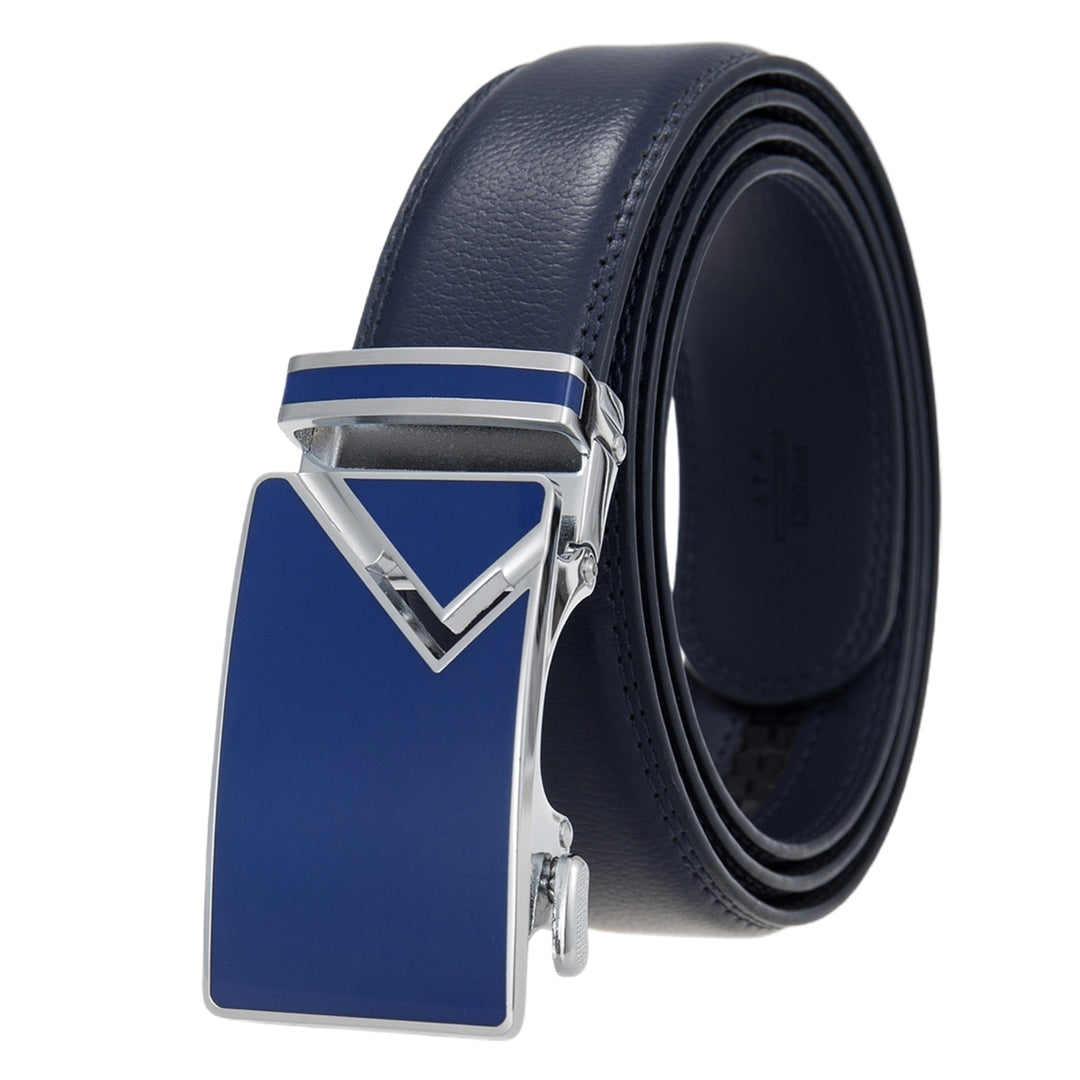 Automatic Alloy Buckle Men Belt Faux Cowhide Luxury Business Belt Daily Wear Image 6