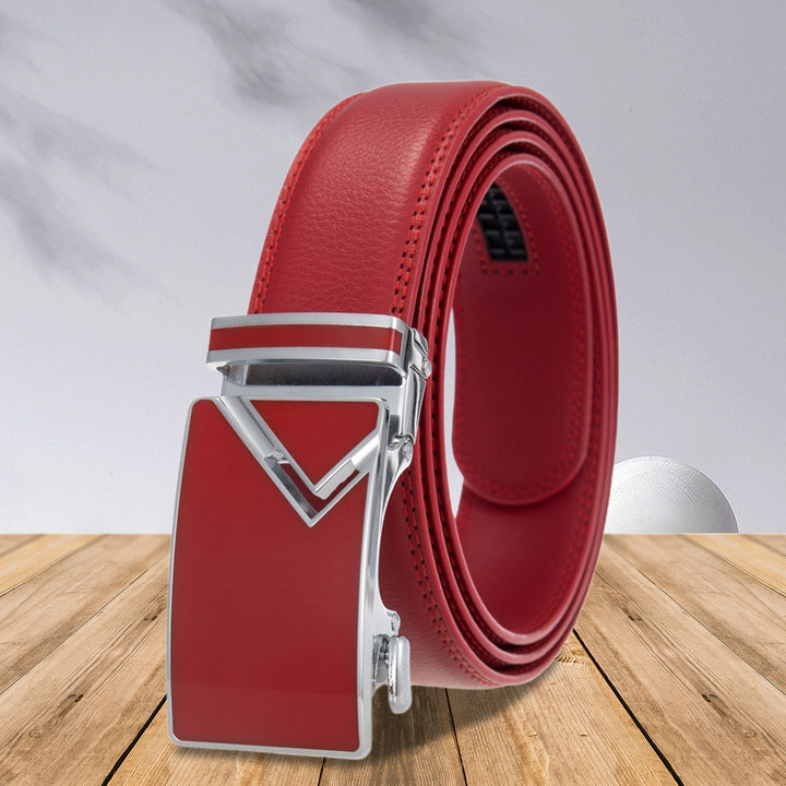 Automatic Alloy Buckle Men Belt Faux Cowhide Luxury Business Belt Daily Wear Image 10