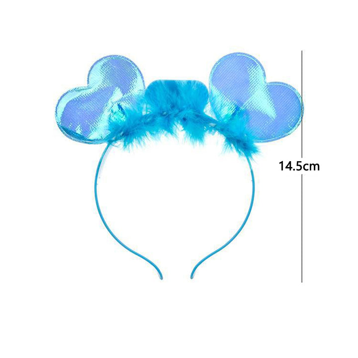 1 Set  Year Headband Heart Shape Luminous Feather Decor Headgear Elastic Decorative Anti-slip Image 8