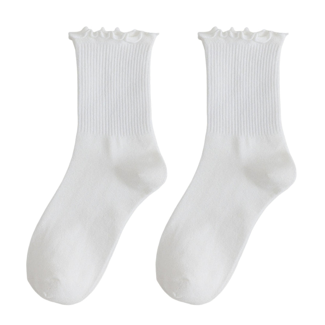 1 Pair Women Winter Socks Shirring High Elasticity Soft Anti-slip Keep Warm Anti-shrink No Odor Mid Tube Socks Women Image 3