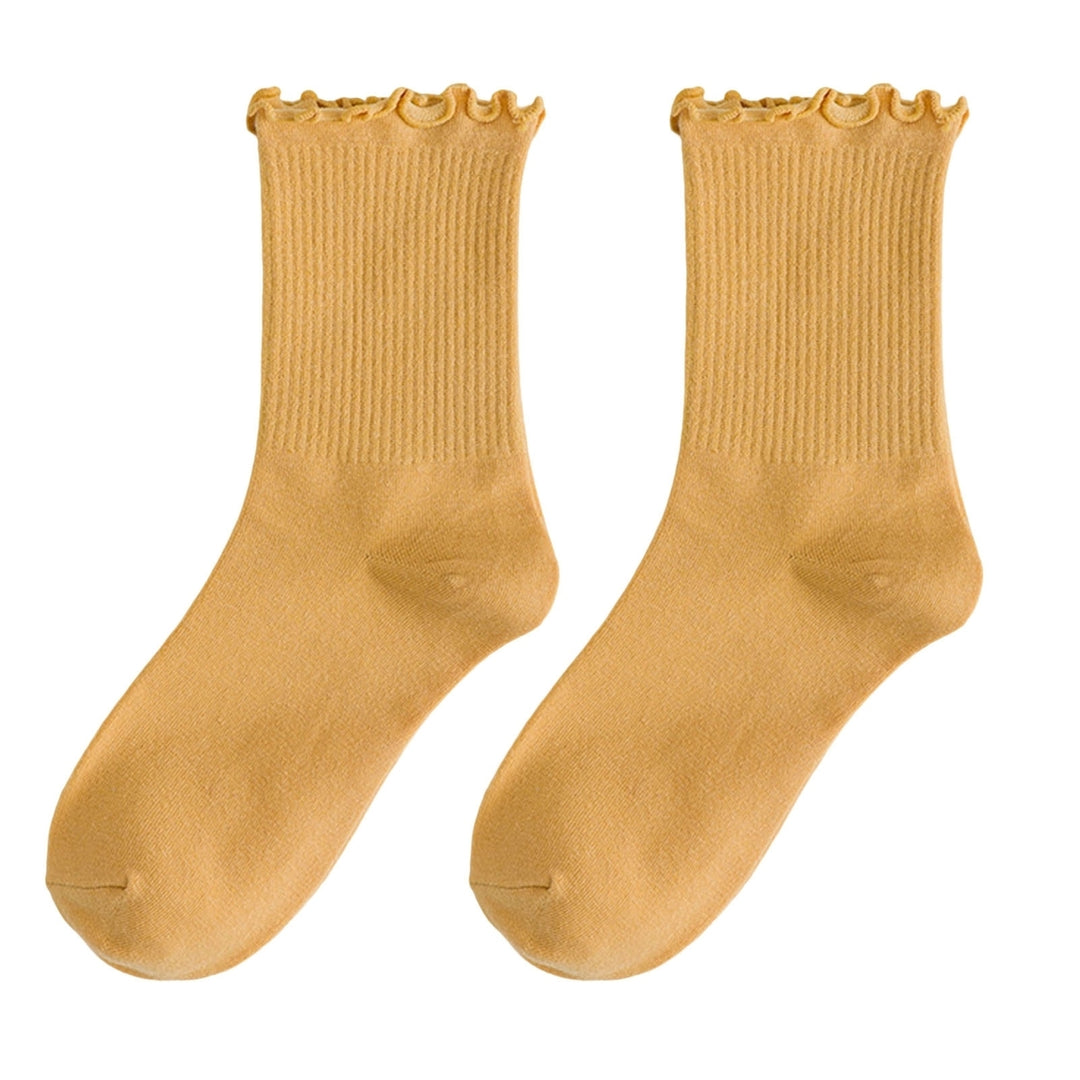 1 Pair Women Winter Socks Shirring High Elasticity Soft Anti-slip Keep Warm Anti-shrink No Odor Mid Tube Socks Women Image 4