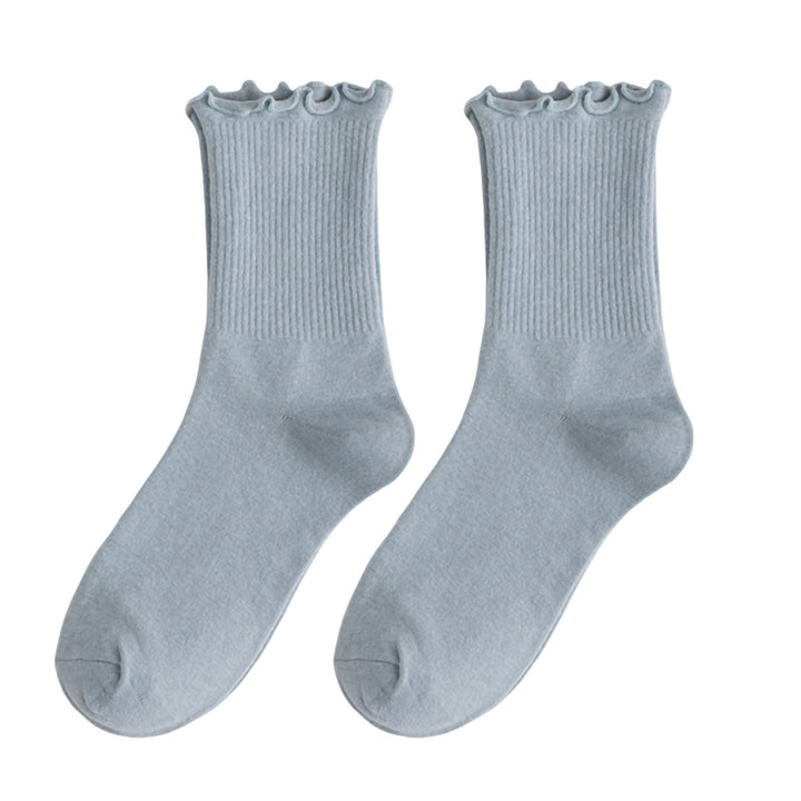1 Pair Women Winter Socks Shirring High Elasticity Soft Anti-slip Keep Warm Anti-shrink No Odor Mid Tube Socks Women Image 8