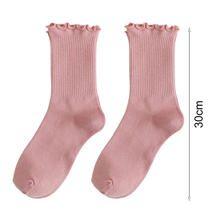 1 Pair Women Winter Socks Shirring High Elasticity Soft Anti-slip Keep Warm Anti-shrink No Odor Mid Tube Socks Women Image 12