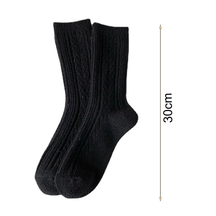 1 Pair Twist Pattern Mid-tube Thickened Fleece Lining Women Socks Winter Simple Casual Solid Color Sports Socks Image 8