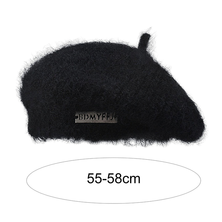 Winter Women Hat Solid Color Thickened Plush Metal Labeling Brimless Windproof Japanese Stretchy Knitted Painter Hat Image 11