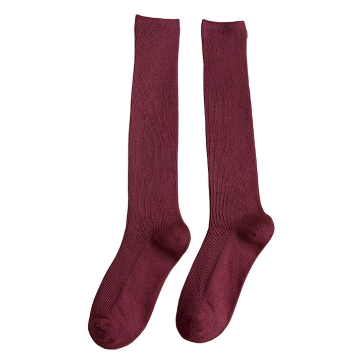 1 Pair Women Long Socks Soft High Elasticity Solid Color Thick Anti-slip Warm Casual Striped Texture Women Socks Winter Image 7