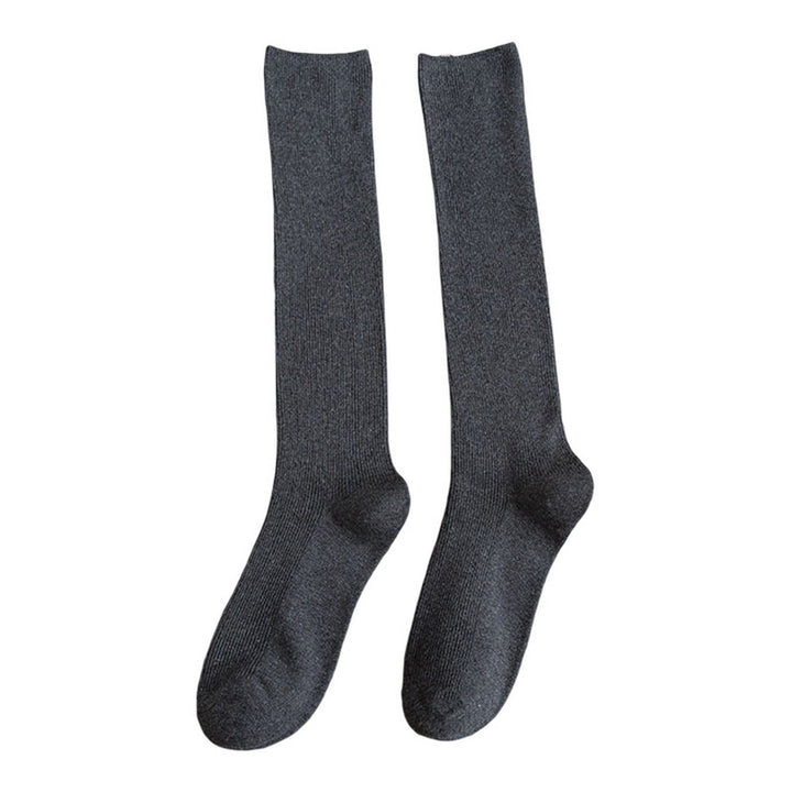 1 Pair Women Long Socks Soft High Elasticity Solid Color Thick Anti-slip Warm Casual Striped Texture Women Socks Winter Image 9