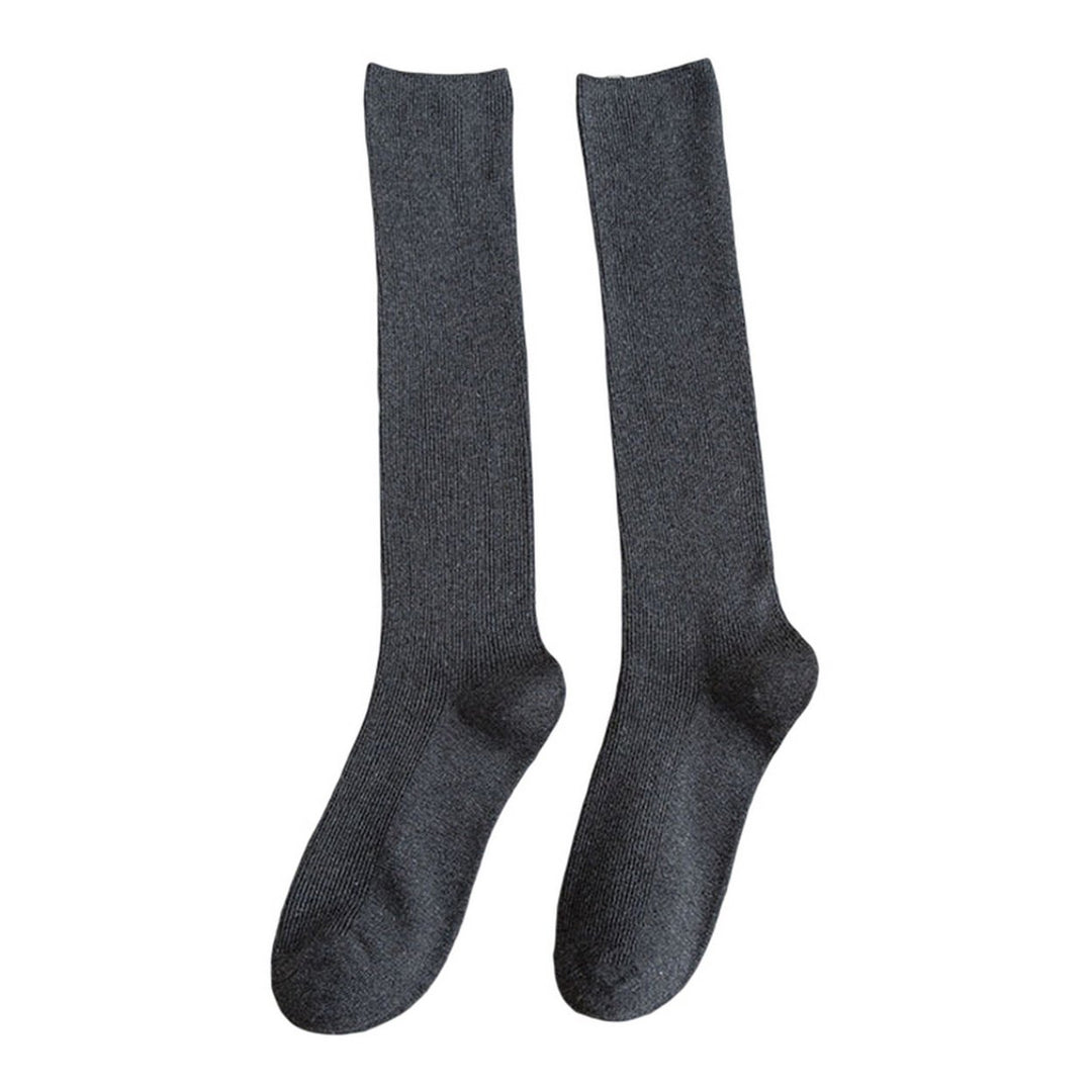 1 Pair Women Long Socks Soft High Elasticity Solid Color Thick Anti-slip Warm Casual Striped Texture Women Socks Winter Image 1