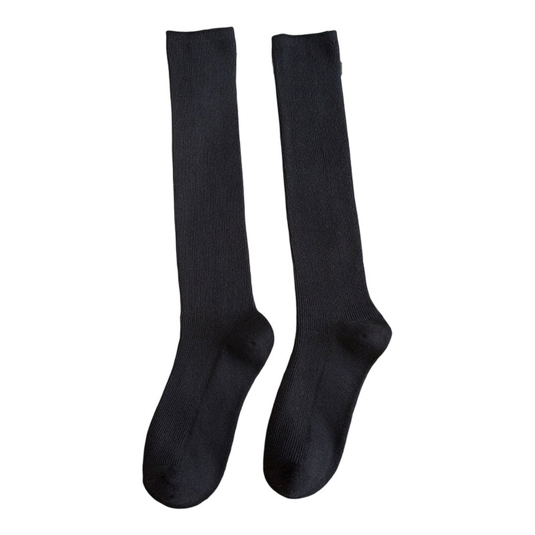 1 Pair Women Long Socks Soft High Elasticity Solid Color Thick Anti-slip Warm Casual Striped Texture Women Socks Winter Image 1