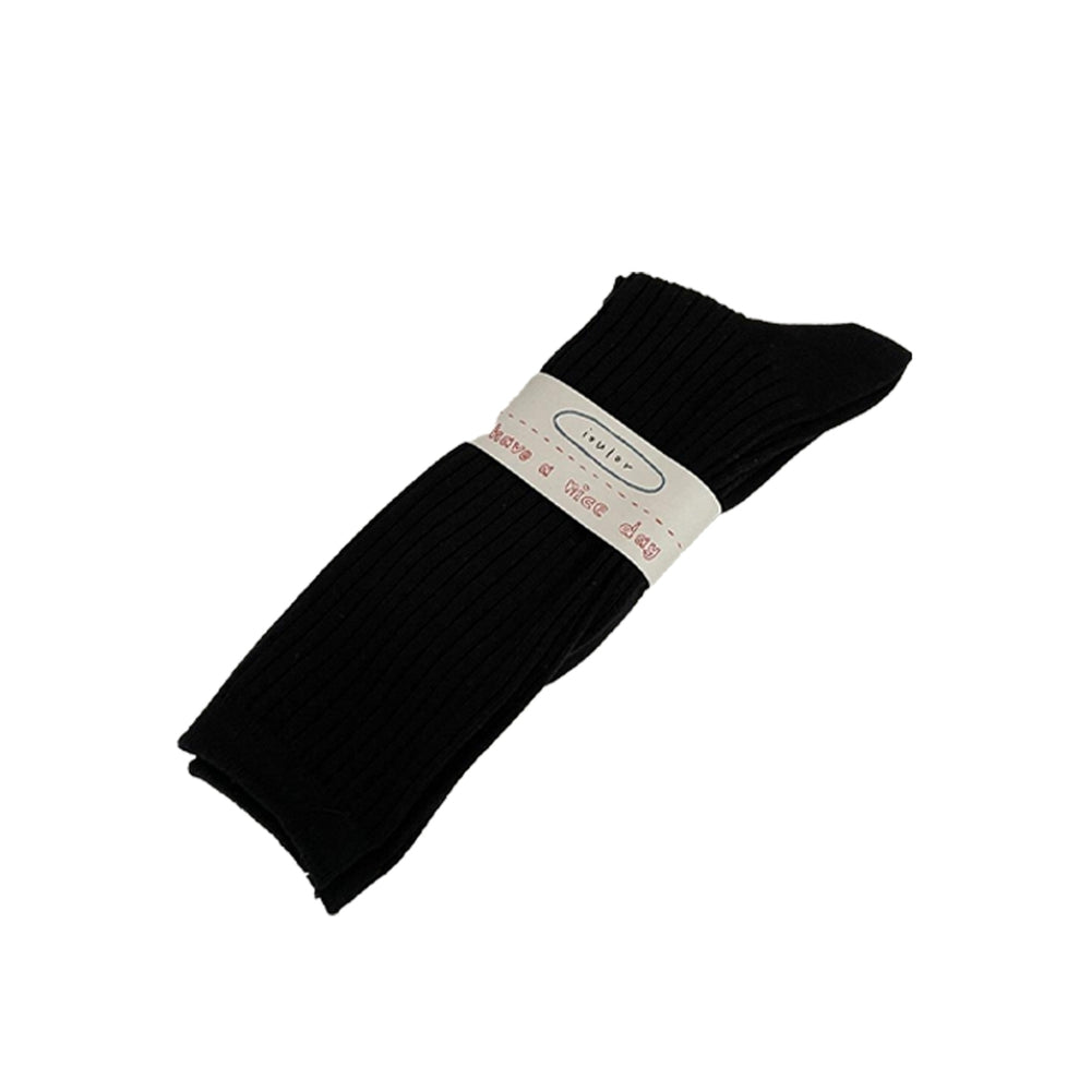 1 Pair Ribbed Mid-tube Thick Warm Ladies Socks Winter Simple Casual Solid Color Sports Socks Image 2