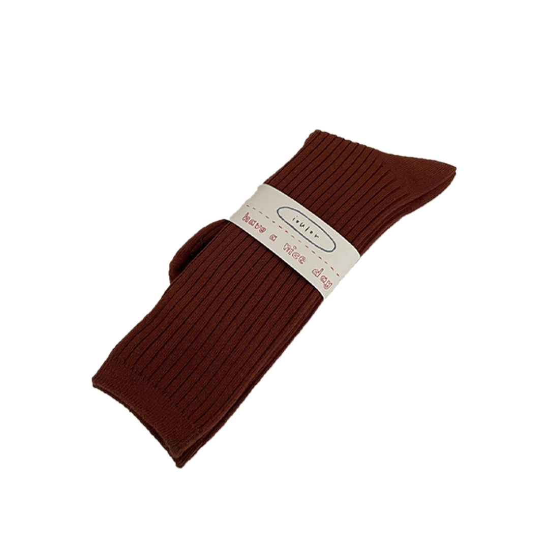 1 Pair Ribbed Mid-tube Thick Warm Ladies Socks Winter Simple Casual Solid Color Sports Socks Image 4