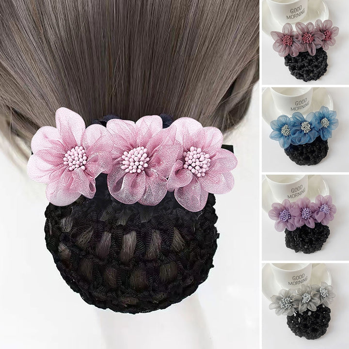Hair Bun Net Elegant Lace Flower Hairpin Bun Cover Professional Hairstyle Hollow Out Lady Ballet Career Crochet Hairband Image 1
