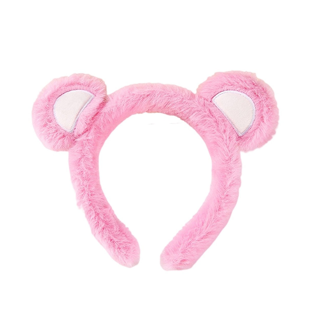 Elastic Non-slip Sweet Women Headband Cute Bear Ear Plush Washing Face Hair Hoop Hair Accessories Image 1