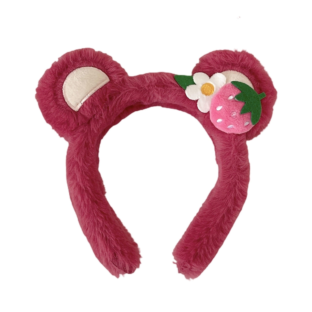 Elastic Non-slip Sweet Women Headband Cute Bear Ear Plush Washing Face Hair Hoop Hair Accessories Image 3