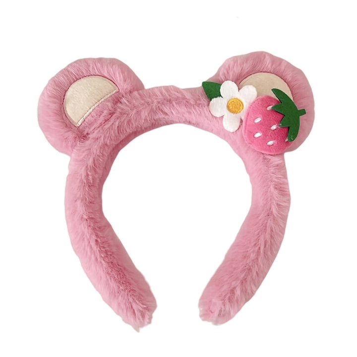 Elastic Non-slip Sweet Women Headband Cute Bear Ear Plush Washing Face Hair Hoop Hair Accessories Image 4