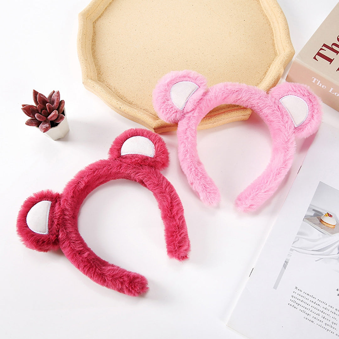 Elastic Non-slip Sweet Women Headband Cute Bear Ear Plush Washing Face Hair Hoop Hair Accessories Image 7