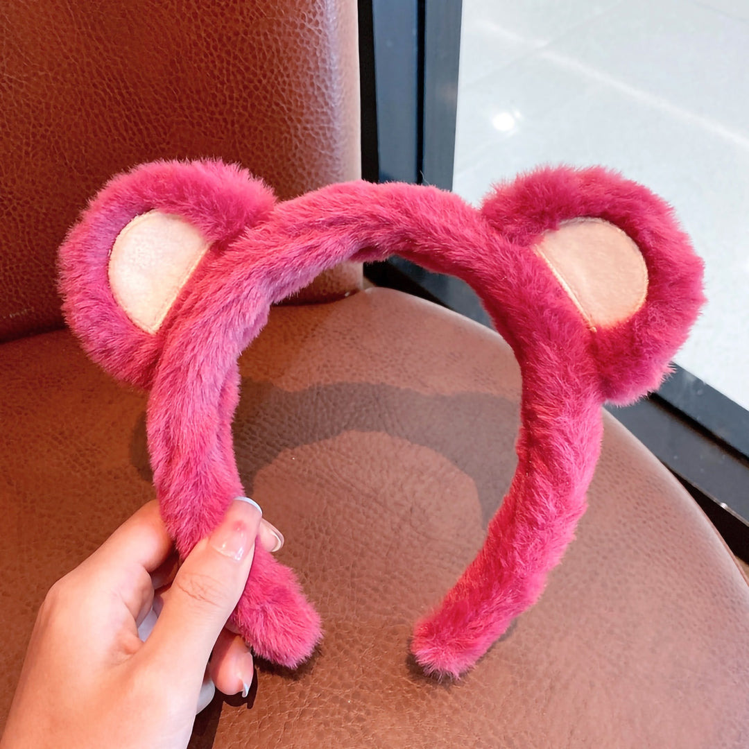 Elastic Non-slip Sweet Women Headband Cute Bear Ear Plush Washing Face Hair Hoop Hair Accessories Image 11